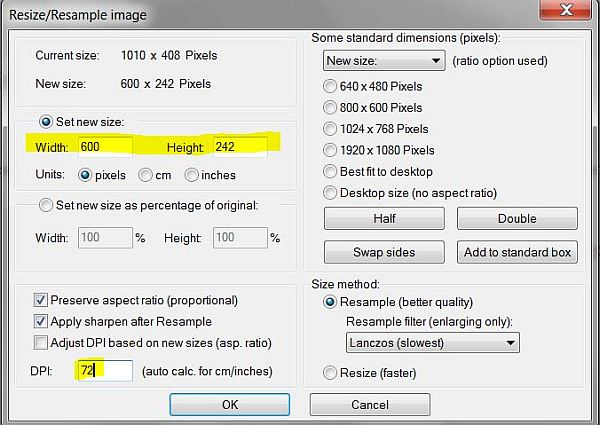 Resizing Image Using Irfanview